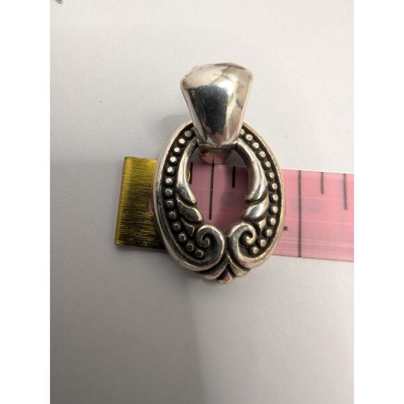 Brighton Oval Silver Tone Scroll Detail Post Earrings 1 Inch - Picture 5 of 5